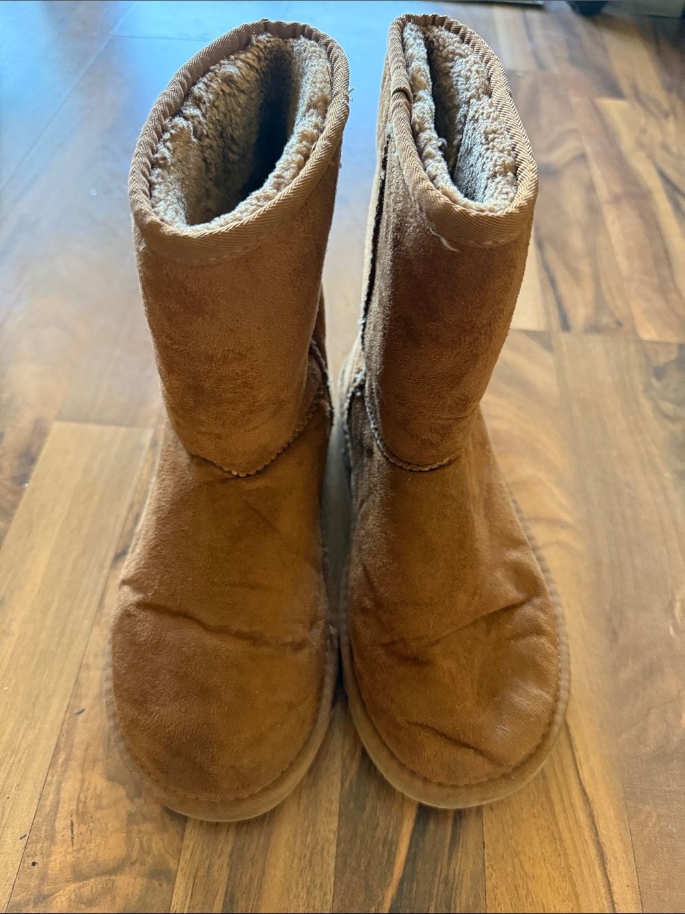 UGG Chestnut Suede Mid-Calf Shearling Boots